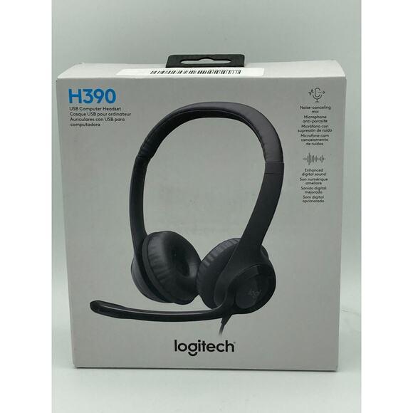 Logitech H390 Over-Head Comfort USB Headphones Noise-Canceling Microphone - NEW - Picture 1 of 7